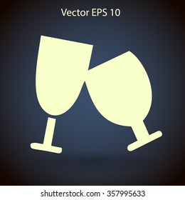 Flat two glasses icon