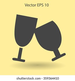 Flat two glasses icon