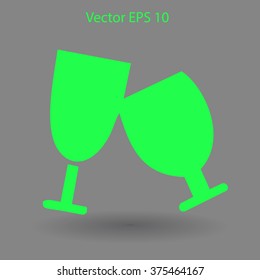 Flat two glasses icon