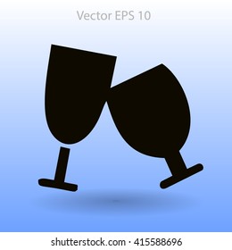 Flat two glasses icon