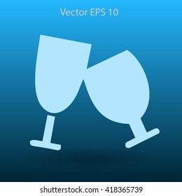 Flat two glasses icon