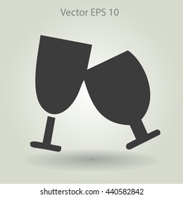 Flat two glasses icon