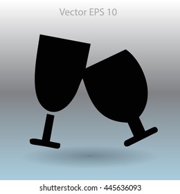 Flat two glasses icon