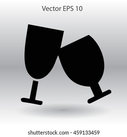 Flat two glasses icon