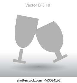 Flat two glasses icon