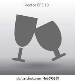 Flat two glasses icon