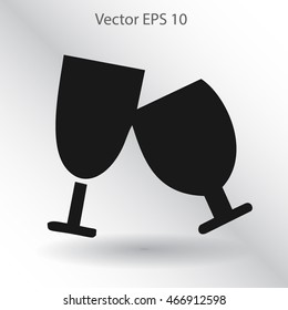 Flat two glasses icon