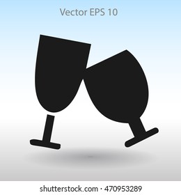 Flat two glasses icon