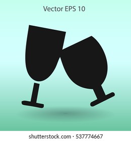 Flat two glasses icon