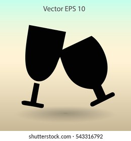 Flat two glasses icon