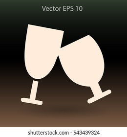 Flat two glasses icon