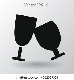 Flat two glasses icon