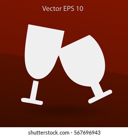 Flat two glasses icon