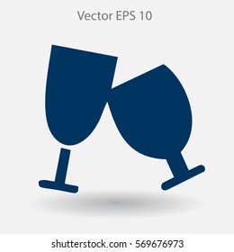 Flat two glasses icon