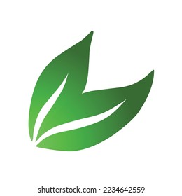 flat two leaf icon set. isolated on white. vector illustration