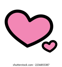 flat two pink love icon set. isolated on white. vector illustration
