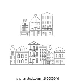Vector Old Houses On White Background Stock Vector (Royalty Free ...