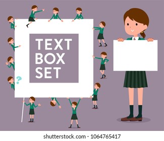 flat type school girl Green Blazer_text box