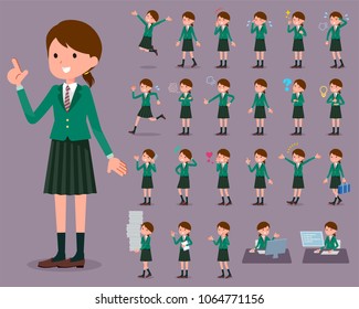 flat type school girl Green Blazer_1