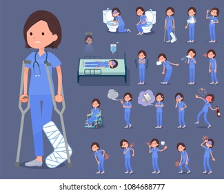 flat type surgical operation blue wear women_sickness