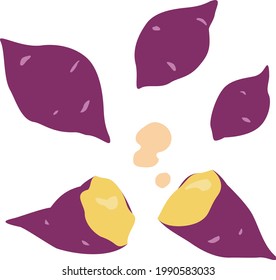 Flat type sweet potato illustration set