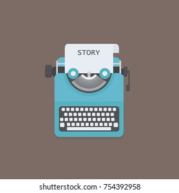 Flat typewriter with Story Word Title
