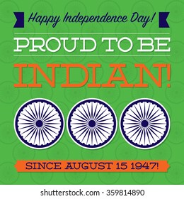 Flat typographic Indian Independence Day card in vector format.