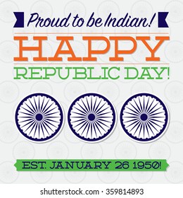 Flat typographic Indian Republic Day card in vector format.