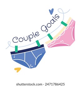 A flat typographic sticker of couple goals 