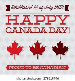 Flat typography Canada Day card in vector format.