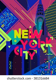 Flat typography poster. New York City