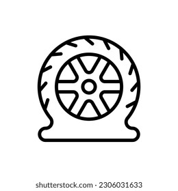 Flat Tyre icon in vector. Illustration