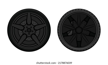 Flat Tyre Pair Isolated On White Background Vector Image.