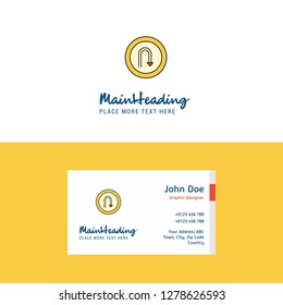 Flat U turn road sign  Logo and Visiting Card Template. Busienss Concept Logo Design