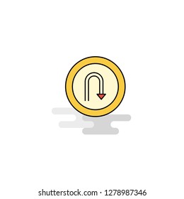 Flat U turn road sign  Icon. Vector