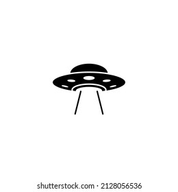 flat ufo icon illustration design, simple alien ship symbol vector