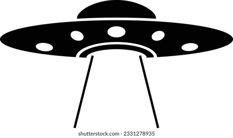 flat ufo icon illustration design, simple alien ship symbol vector