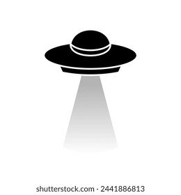 Flat ufo icon illustration design, simple alien ship symbol vector. Ufo black silhouette