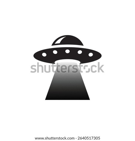 flat UFO icon illustration design, simple alien ship symbol vector on white background.