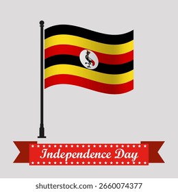 Día De La Independencia De Uganda Con Bandera Ondeando