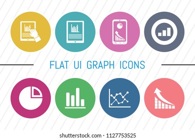 Flat UI 8 Color Graph Icon Set. Eps-10.