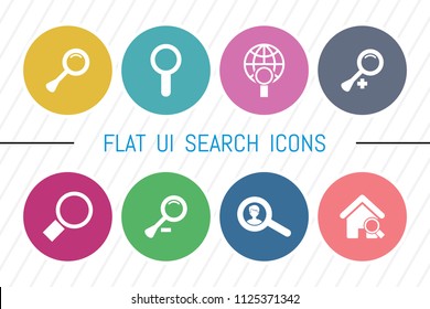 Flat UI 8 Color Idea Bulb & Head Icon Set. Eps-10.