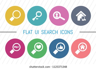 Flat UI 8 Color Idea Bulb & Head Icon Set. Eps-10.