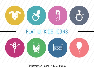 Flat UI 8 Color Kids Icon Set. Eps-10.