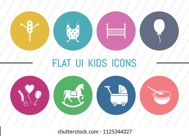 Flat UI 8 Color Kids Icon Set. Eps-10.