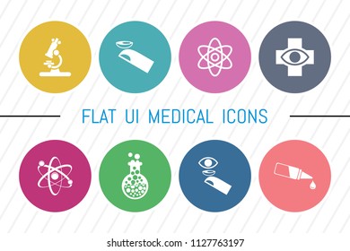 Flat UI 8 Color Medical & Healthcare Icon Set. Eps-10.