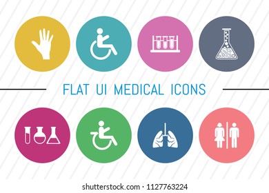 Flat UI 8 Color Medical & Healthcare Icon Set. Eps-10.