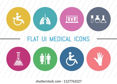 Flat UI 8 Color Medical & Healthcare Icon Set. Eps-10.