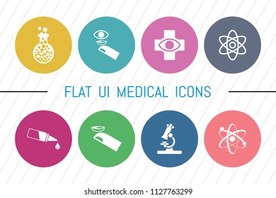 Flat UI 8 Color Medical & Healthcare Icon Set. Eps-10.