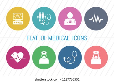 Flat UI 8 Color Medical & Healthcare Icon Set. Eps-10.